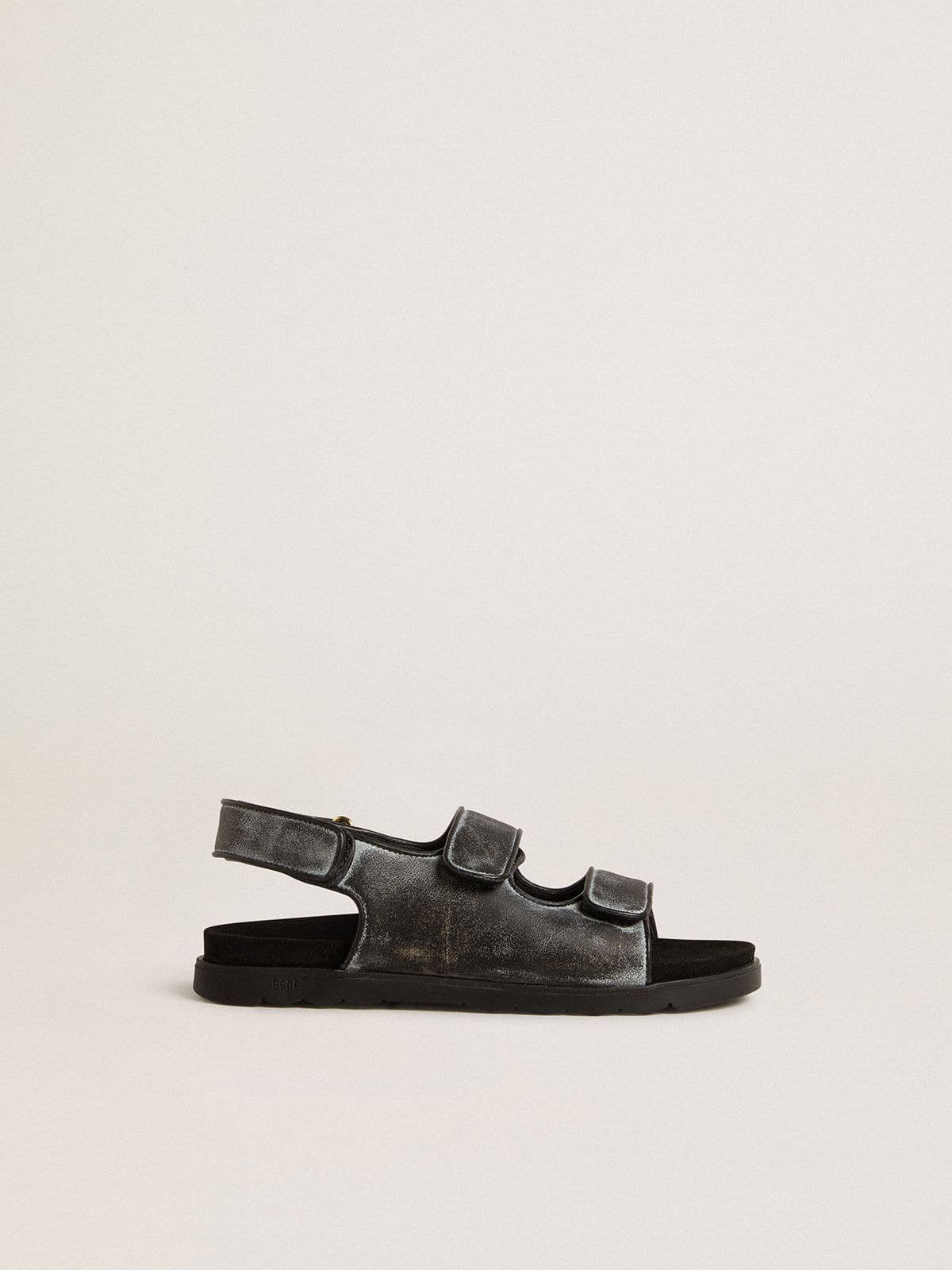 Noa Junior sandals in distressed black leather - Golden Goose Kids