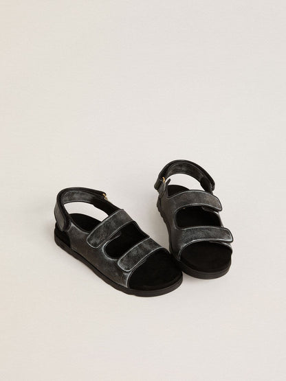 Noa Junior sandals in distressed black leather - Golden Goose Kids