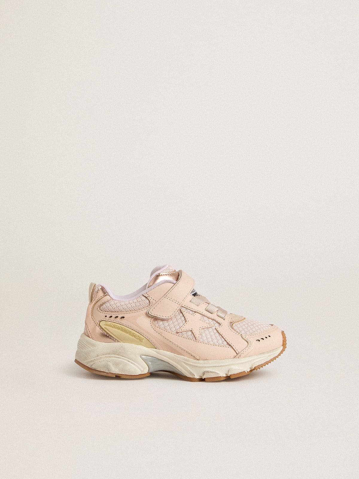Junior Lightstar in pink leather and mesh with pink leather star - Golden Goose Kids