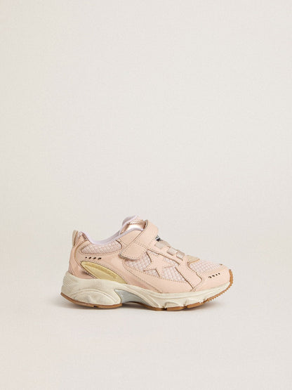 Junior Lightstar in pink leather and mesh with pink leather star - Golden Goose Kids