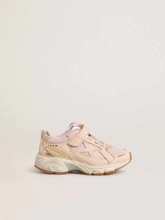 Junior Lightstar in pink leather and mesh with pink leather star - Golden Goose Kids