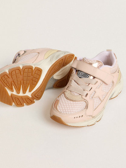 Junior Lightstar in pink leather and mesh with pink leather star - Golden Goose Kids