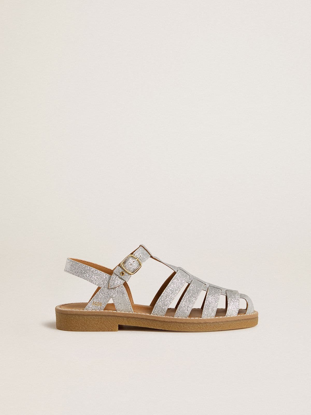 Maxime Young sandals in silver micro-glitter - Golden Goose Kids