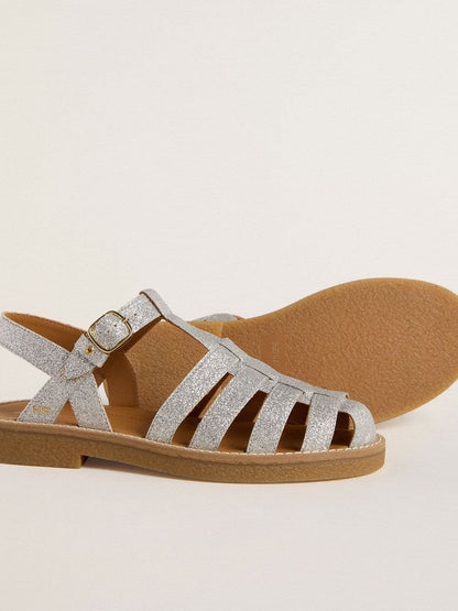 Maxime Young sandals in silver micro-glitter - Golden Goose Kids
