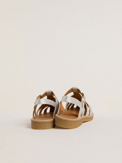 Maxime Young sandals in silver micro-glitter - Golden Goose Kids