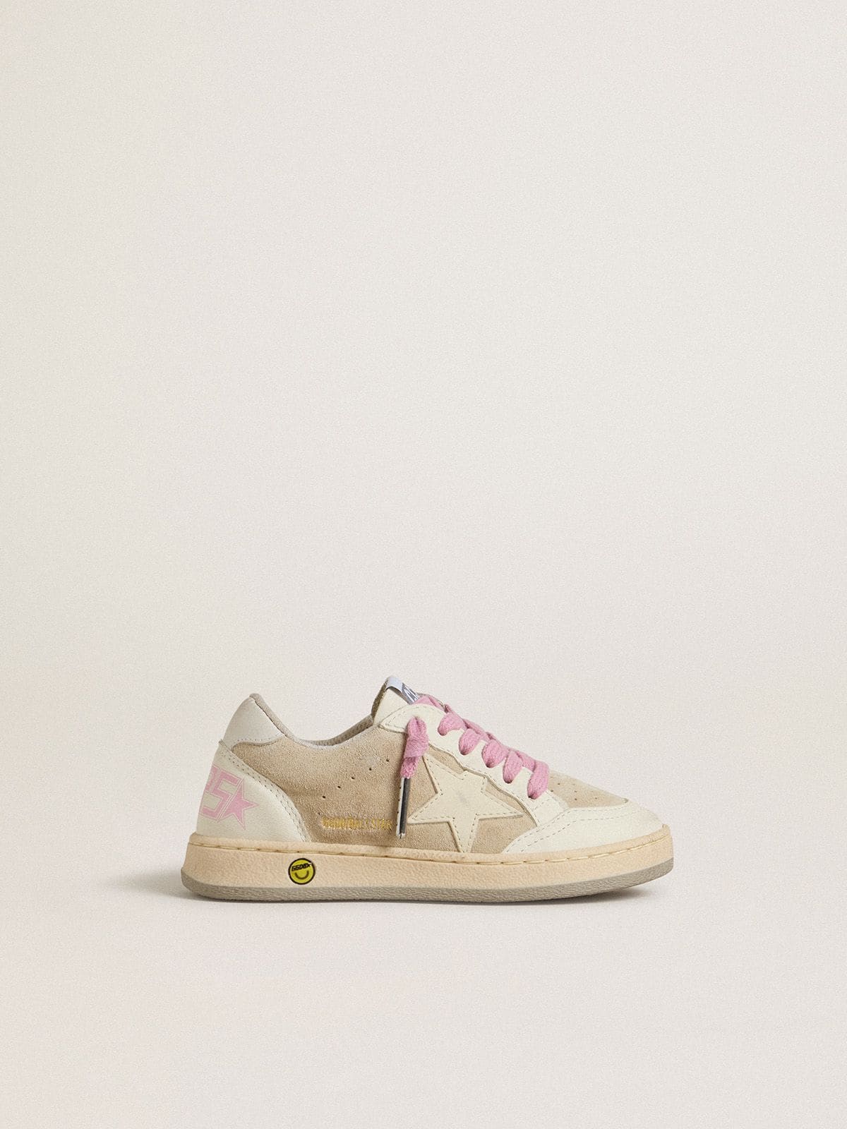 Junior Ball Star in pearl suede with leather star and heel tab - Golden Goose Kids