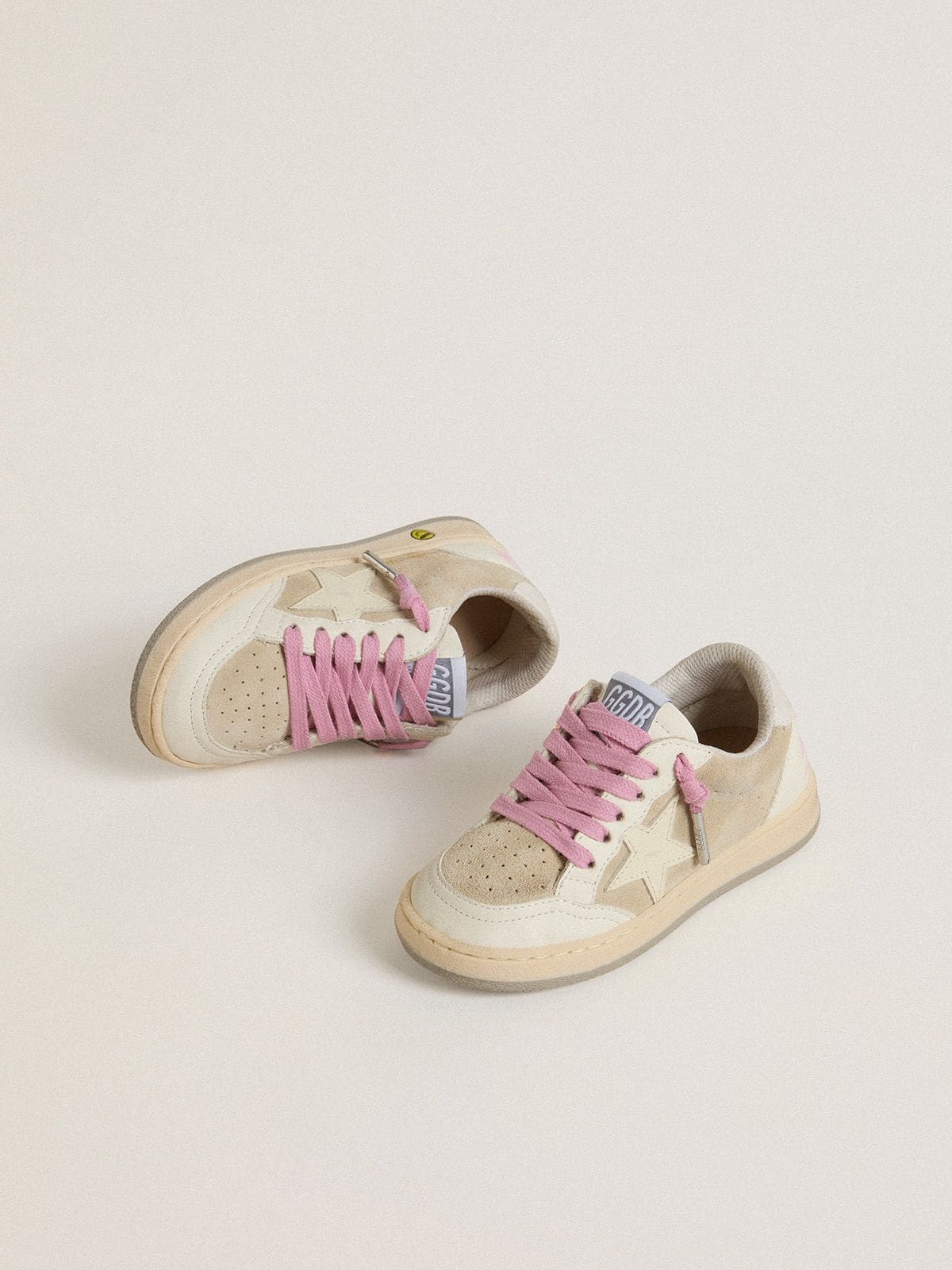 Junior Ball Star in pearl suede with leather star and heel tab - Golden Goose Kids