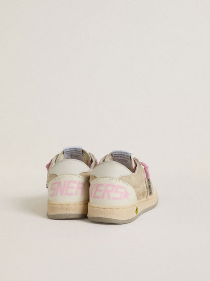 Junior Ball Star in pearl suede with leather star and heel tab - Golden Goose Kids