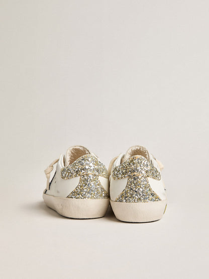 Junior Super-Star in leather with glitter star and heel tab - Golden Goose Kids