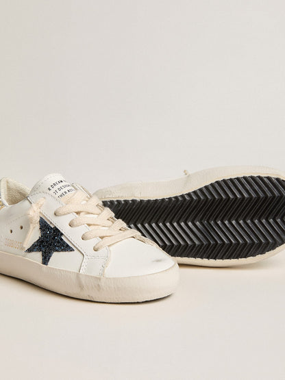 Junior Super-Star in leather with glitter star and heel tab - Golden Goose Kids