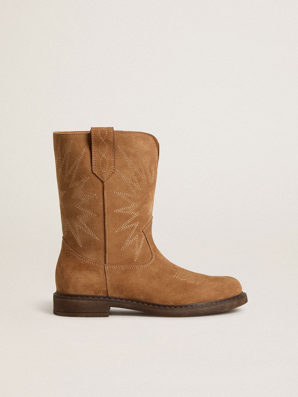 Wish Young boots in camel suede with star embroidery - Golden Goose Kids
