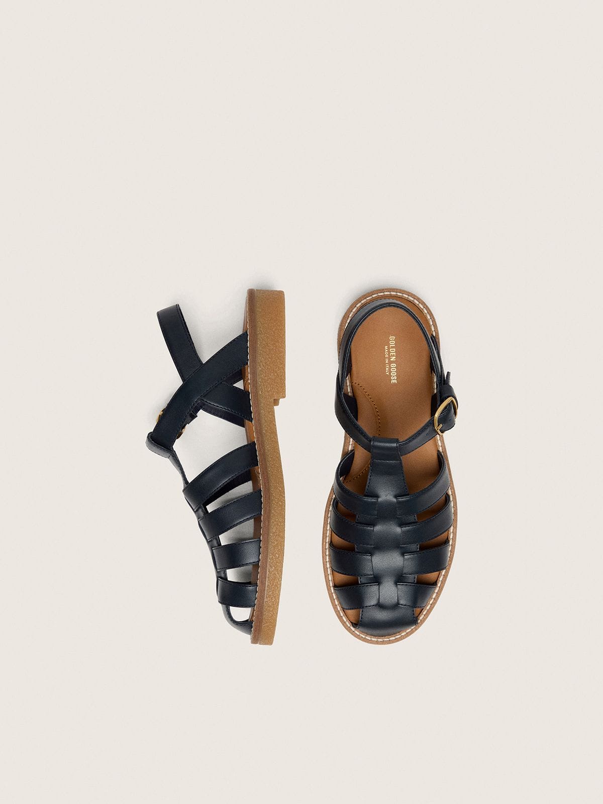 Junior Maxime sandals in navy-blue leather - Golden Goose Kids