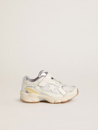 Junior Lightstar in white leather and mesh with white leather star - Golden Goose Kids
