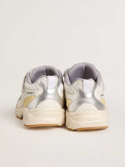 Junior Lightstar in white leather and mesh with white leather star - Golden Goose Kids