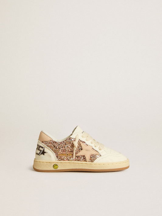 Ball Star Junior in glitter and nappa with leather star and heel tab - Golden Goose Kids
