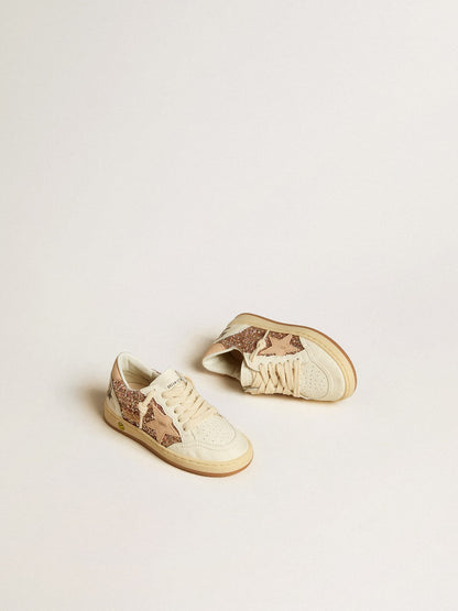 Ball Star Junior in glitter and nappa with leather star and heel tab - Golden Goose Kids