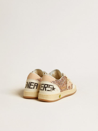 Ball Star Junior in glitter and nappa with leather star and heel tab - Golden Goose Kids