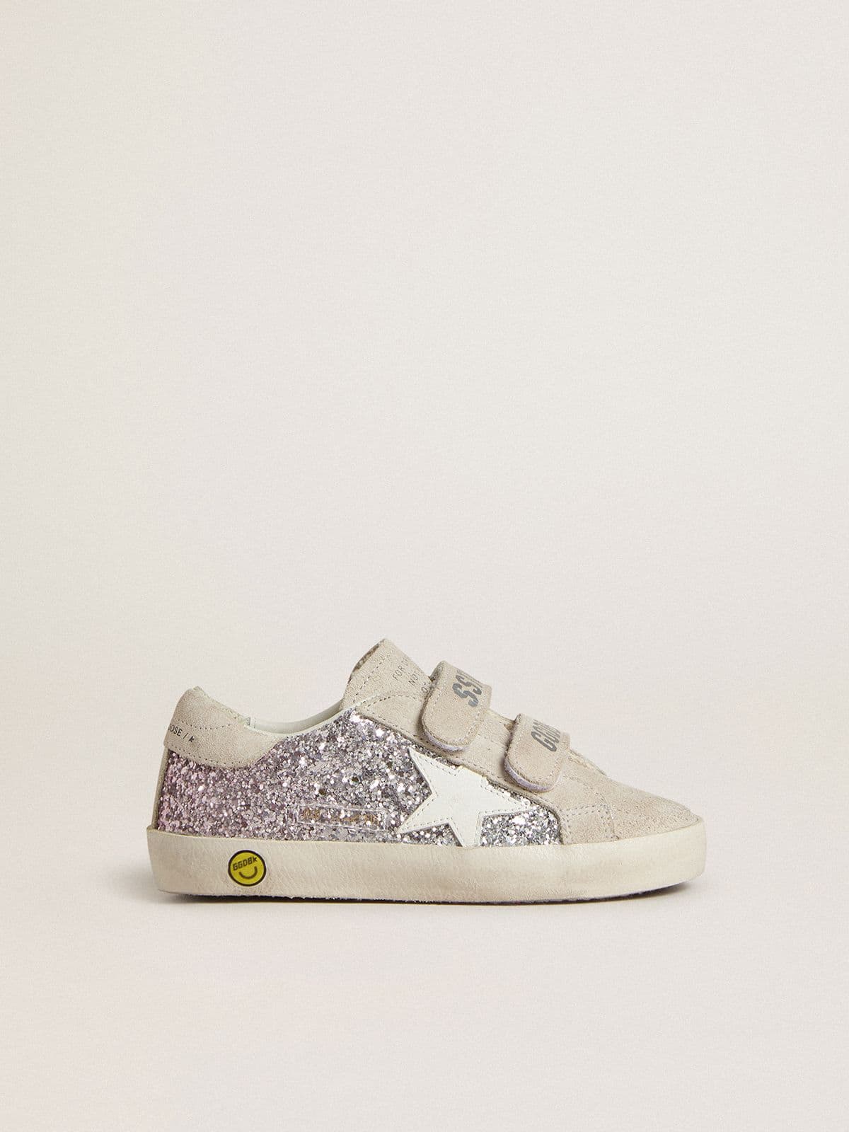 Junior Old School in silver and pink glitter with white leather star - Golden Goose Kids