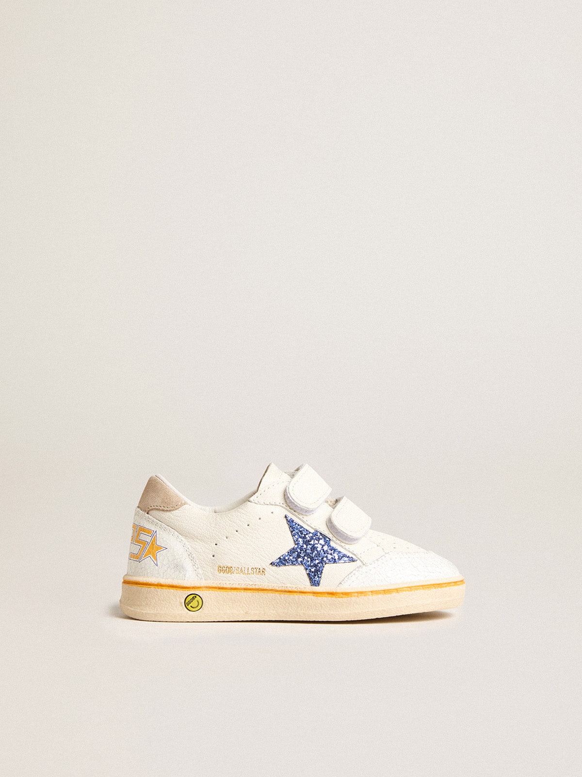 Junior Ball Star with blue glitter star and beige suede heel tab - Golden Goose Kids
