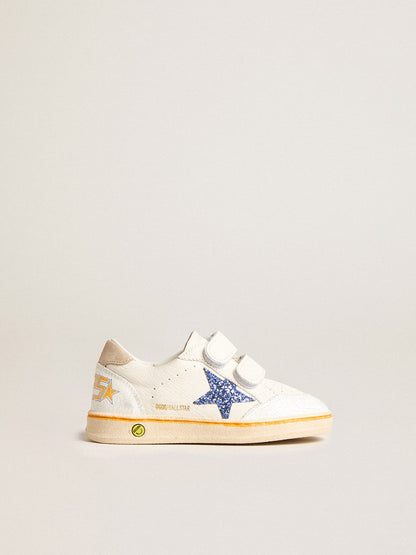 Junior Ball Star with blue glitter star and beige suede heel tab - Golden Goose Kids
