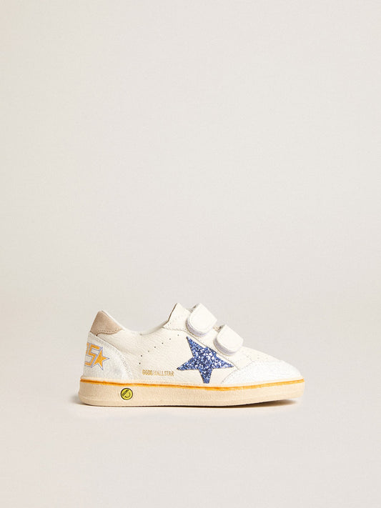 Junior Ball Star with blue glitter star and beige suede heel tab - Golden Goose Kids