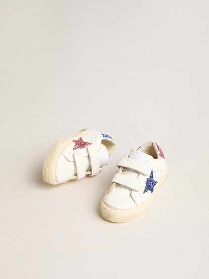 Junior May School in leather with glitter star and heel tab - Golden Goose Kids