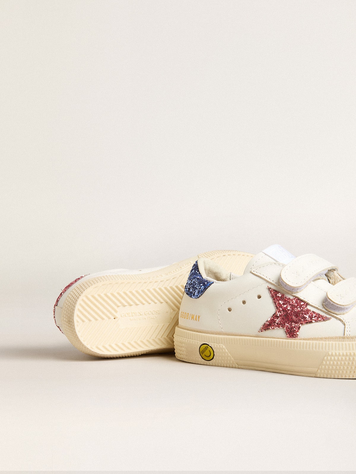 Junior May School in leather with glitter star and heel tab - Golden Goose Kids