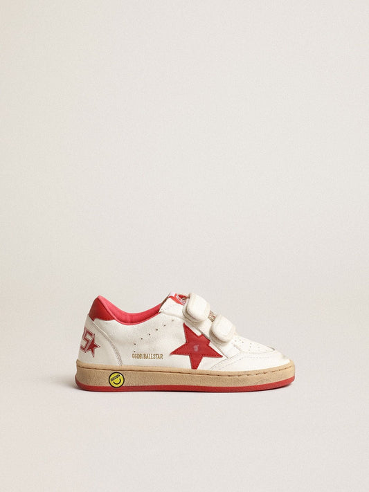 Junior Ball Star in nappa with red leather star and heel tab - Golden Goose Kids