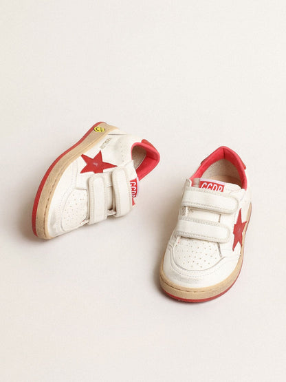 Junior Ball Star in nappa with red leather star and heel tab - Golden Goose Kids