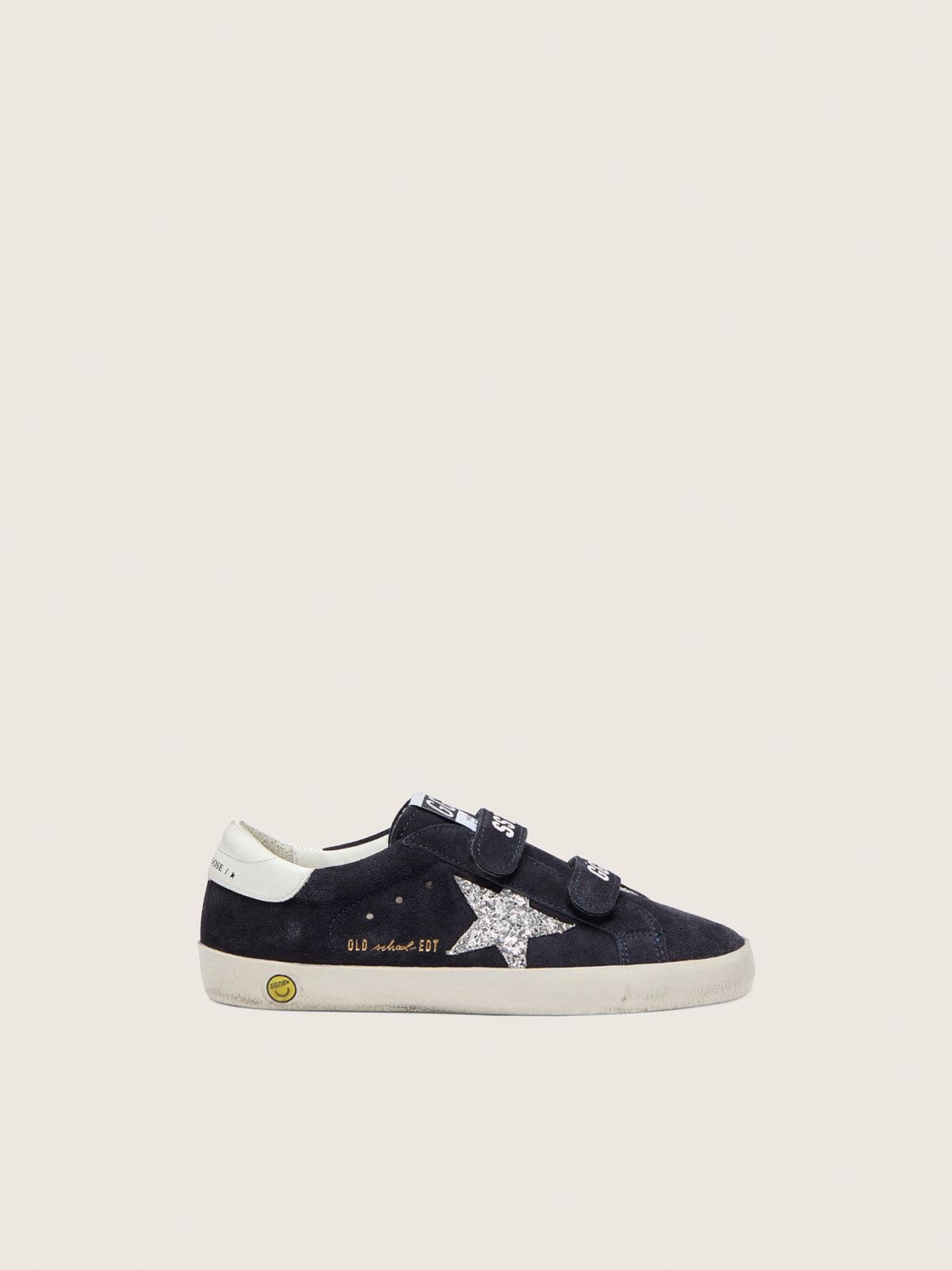 Junior Old School in blue suede with silver glitter star and white leather heel tab - Golden Goose Kids