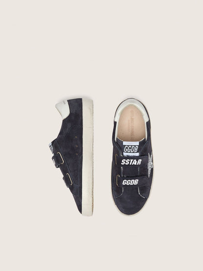 Junior Old School in blue suede with silver glitter star and white leather heel tab - Golden Goose Kids