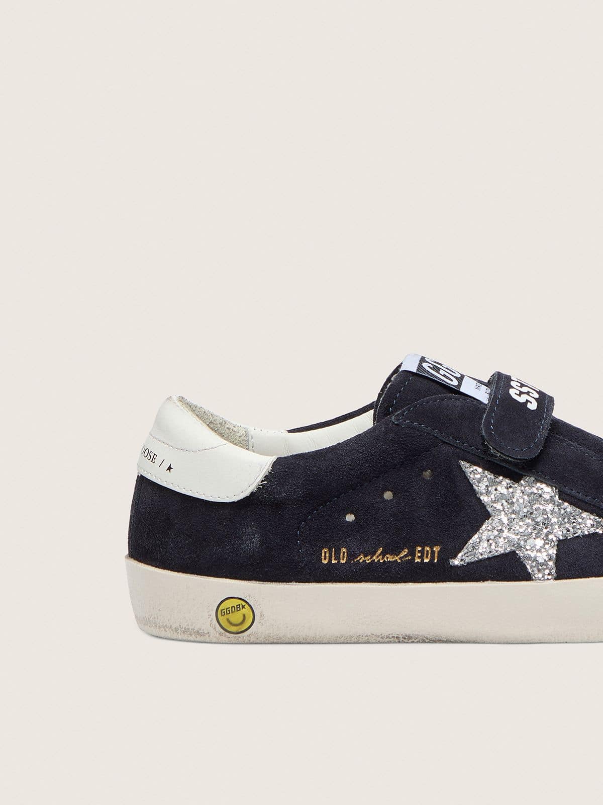 Junior Old School in blue suede with silver glitter star and white leather heel tab - Golden Goose Kids