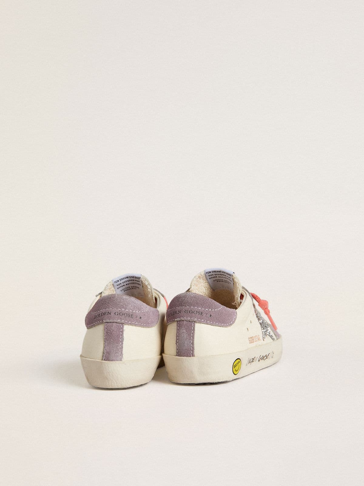 Junior Super-Star with silver glitter star and lilac suede inserts - Golden Goose Kids
