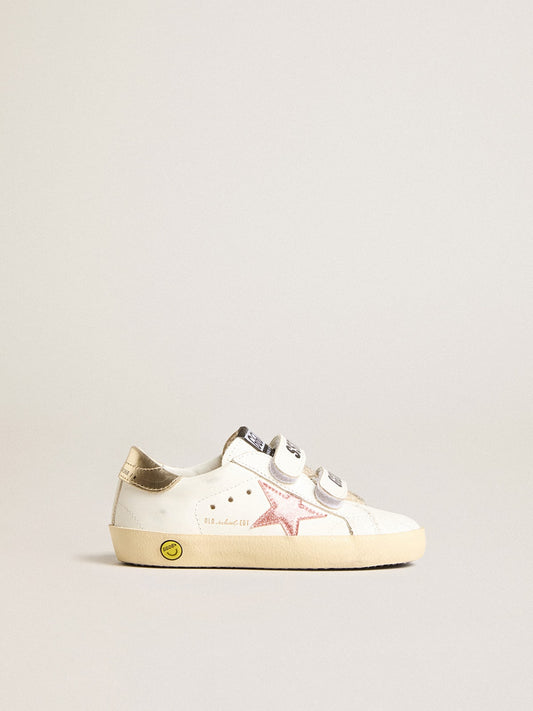 Junior Old School with metallic peach leather star - Golden Goose Kids