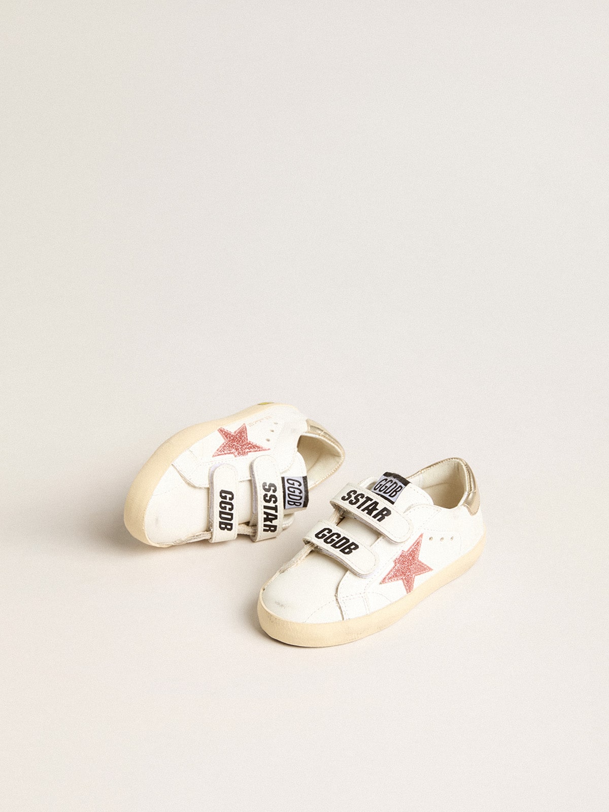 Junior Old School with metallic peach leather star - Golden Goose Kids