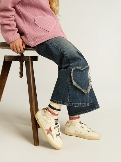 Junior Old School with metallic peach leather star - Golden Goose Kids