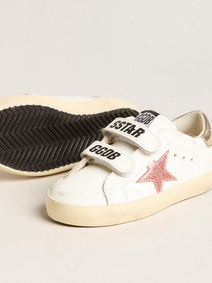 Junior Old School with metallic peach leather star - Golden Goose Kids