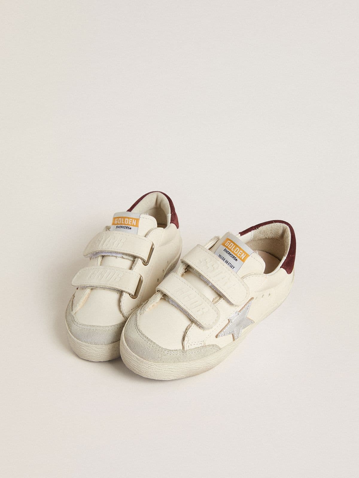 Junior Old School with silver metallic leather star and purple suede heel tab - Golden Goose Kids