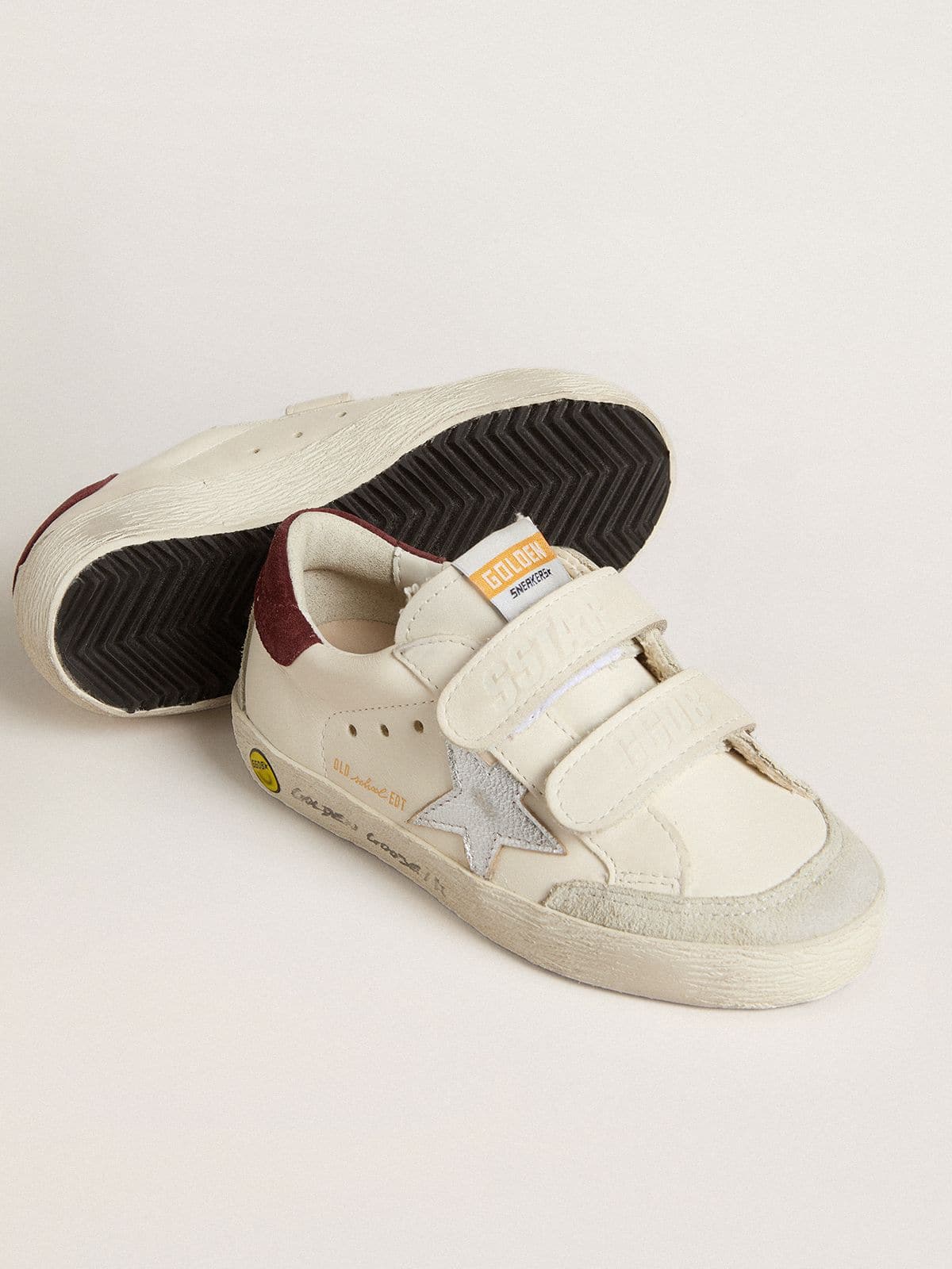 Junior Old School with silver metallic leather star and purple suede heel tab - Golden Goose Kids