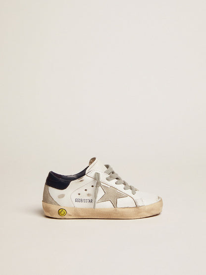 Junior Super-Star with gray suede star and blue heel tab - Golden Goose Kids