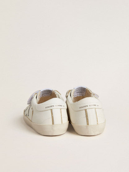 Junior Old School in white leather with gold details - Golden Goose Kids