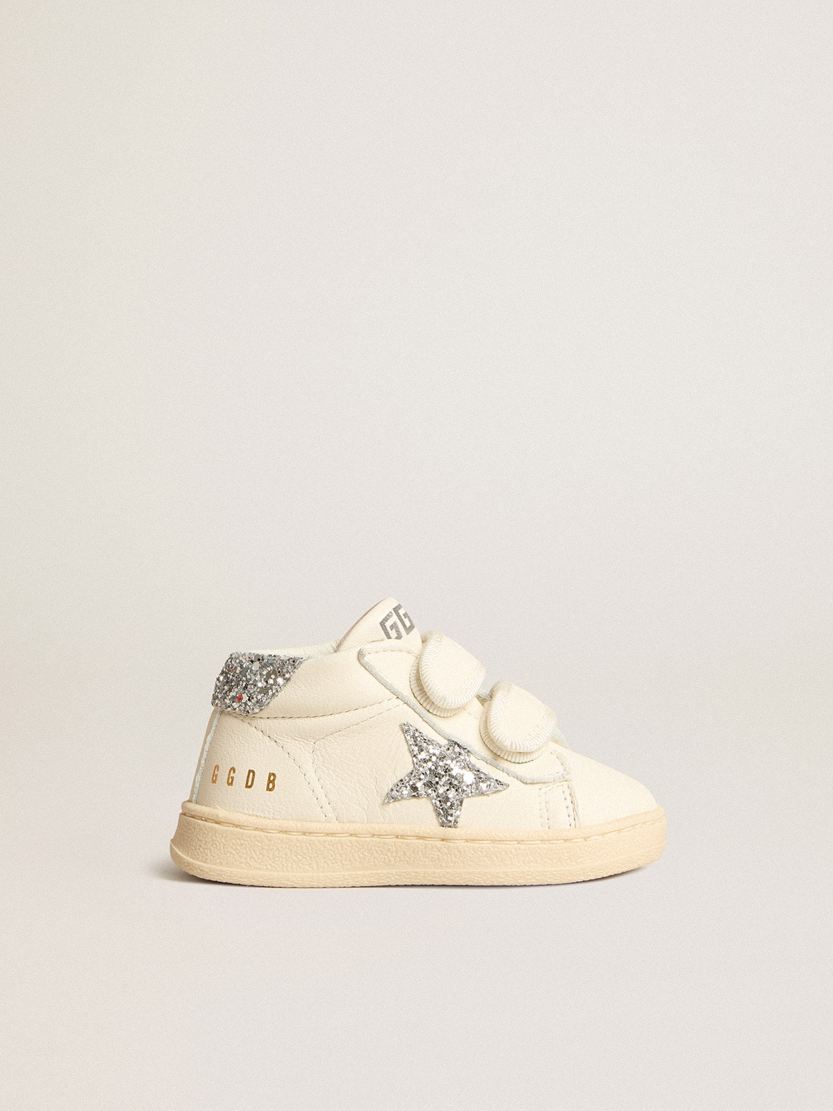 June in nappa leather with silver glitter star and heel tab - Golden Goose Kids