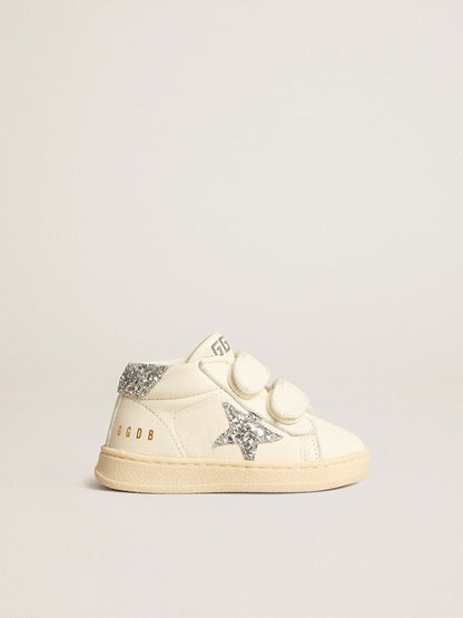 June in nappa leather with silver glitter star and heel tab - Golden Goose Kids