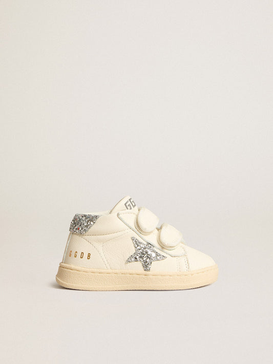 June in nappa leather with silver glitter star and heel tab - Golden Goose Kids