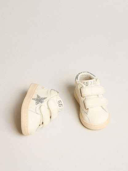 June in nappa leather with silver glitter star and heel tab - Golden Goose Kids