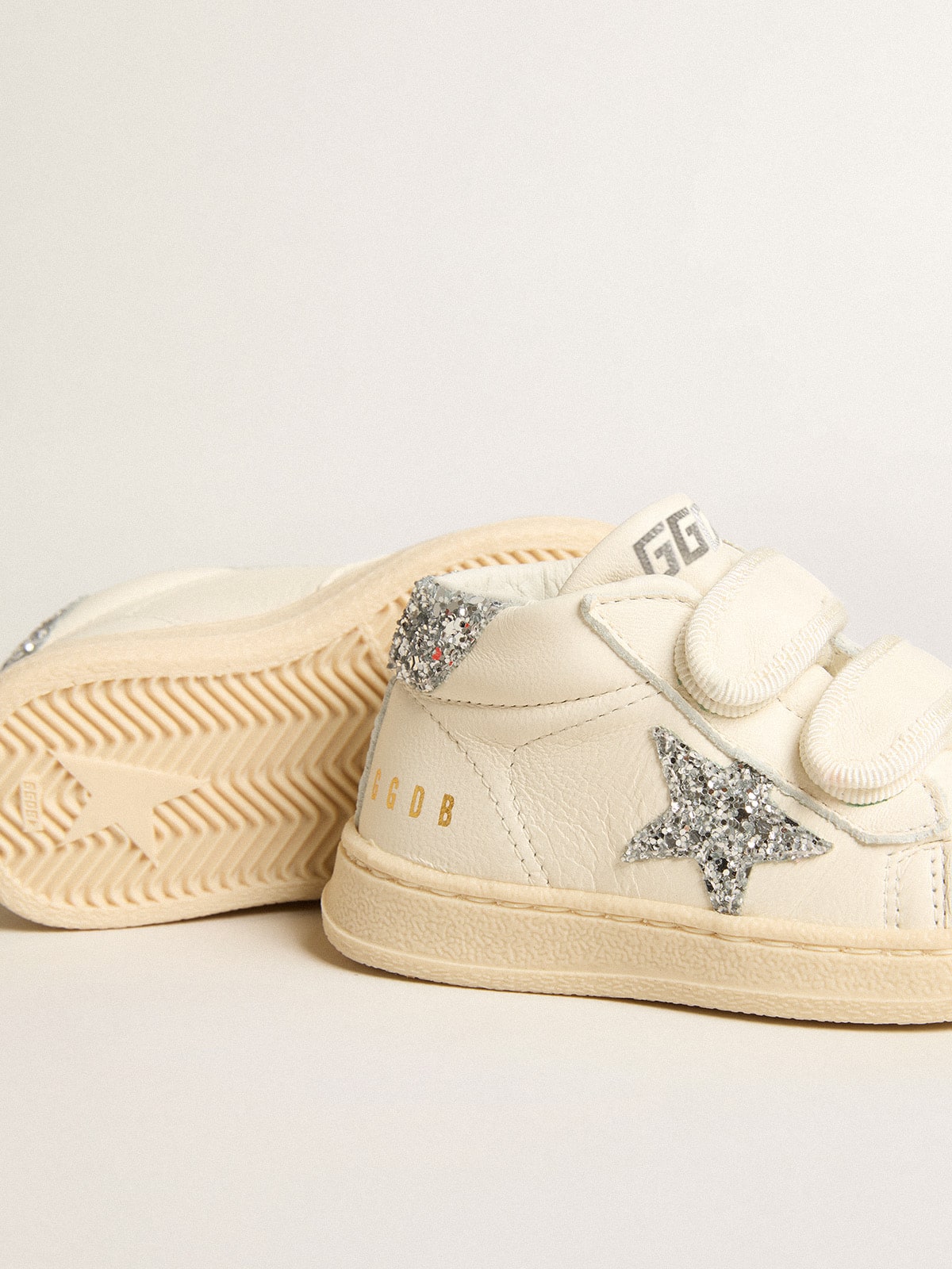 June in nappa leather with silver glitter star and heel tab - Golden Goose Kids