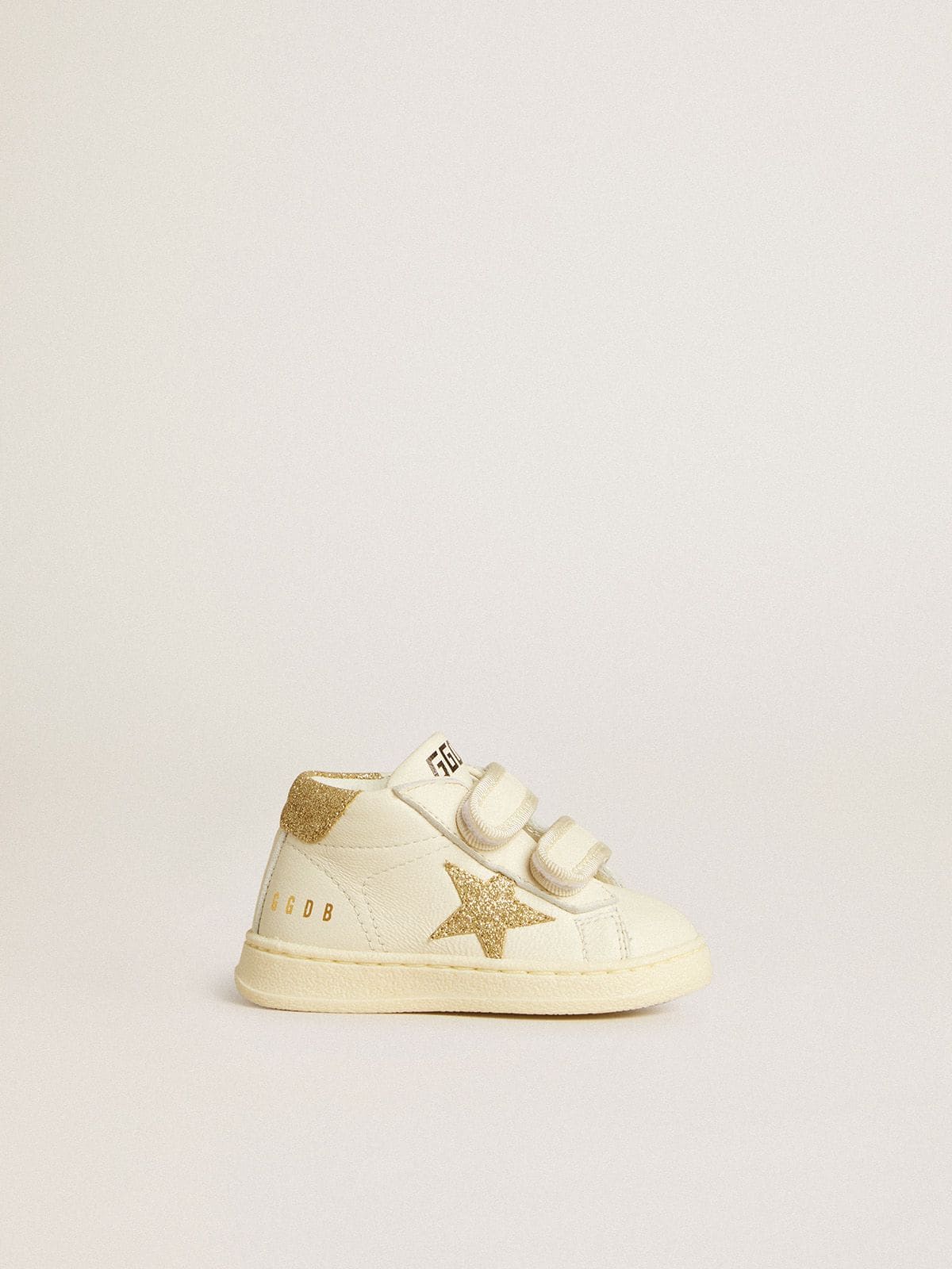 June Junior in white nappa leather with gold glitter star and heel tab - Golden Goose Kids