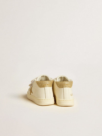 June Junior in white nappa leather with gold glitter star and heel tab - Golden Goose Kids
