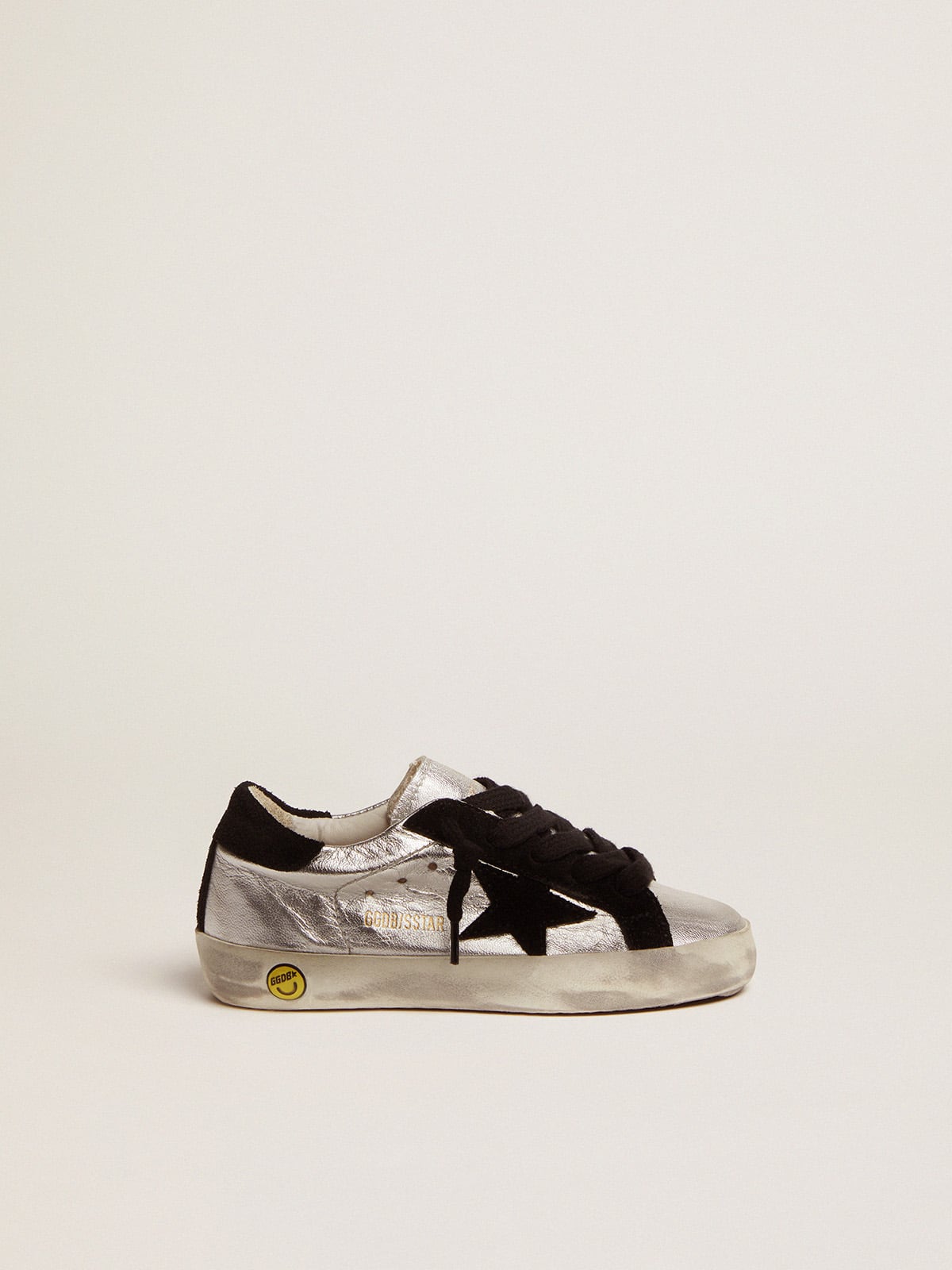 Super-Star sneakers in silver leather with suede inserts - Golden Goose Kids
