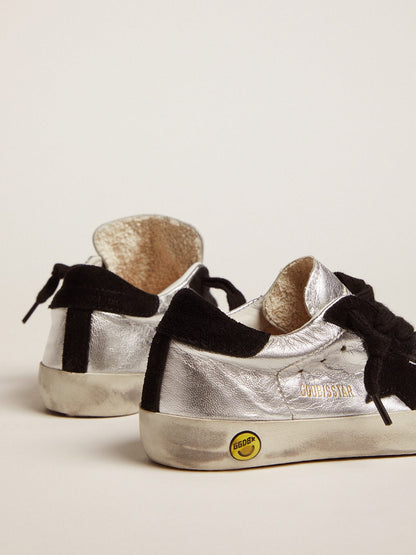Super-Star sneakers in silver leather with suede inserts - Golden Goose Kids